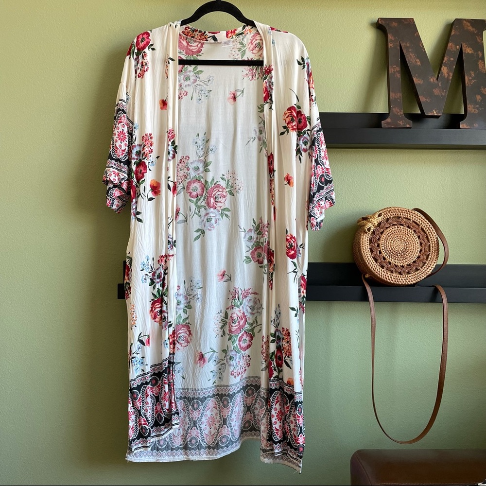 Miley + Molly floral 3/4 sleeve duster